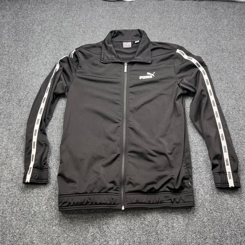 Puma Athleisure Streetwear Full Zip Black Logo Tape Track Jacket 675081-01